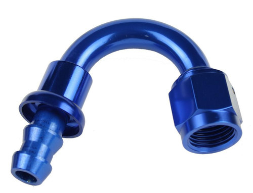 Redhorse 2150-10-1 Hose Barb Fitting, -10 AN Female to Push Lock, 150 Degree, Blue
