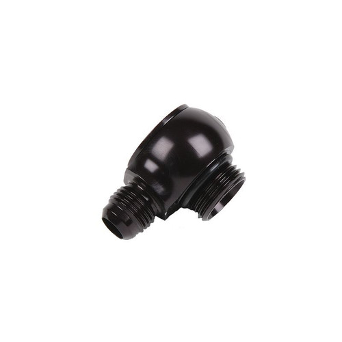 Aeromotive 15636 -08 ORB to -06 AN Male 90 Degree Flare Banjo Fitting, Black Anodized
