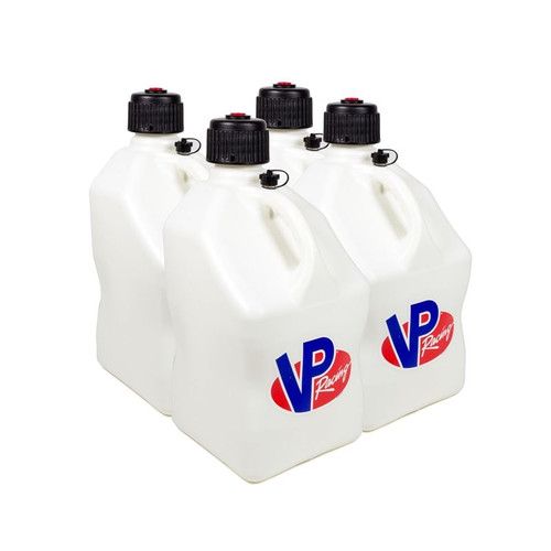 VP Fuel 3524 5 Gallon, White Utility Jug, O-Ring Seal Screw-On Cap, Vent, Square, Plastic, Set of 4