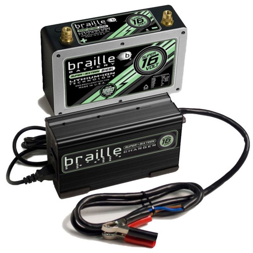 Braille BRBB168LC 16V Super Lithium-ion Battery and Rapid Charger, 2,325 Pulse Cranking Amps, Top Terminals, Kit