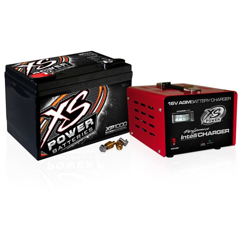 XS Power XP1000CK2 16V Battery and Charger, 675 Cranking Amp, AGM, 20 Amps, Top Terminals, Kit