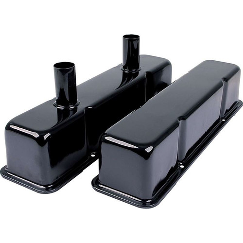 Allstar Performance ALL26147 Small Block Chevy Steel Valve Covers, Black w/Tubes