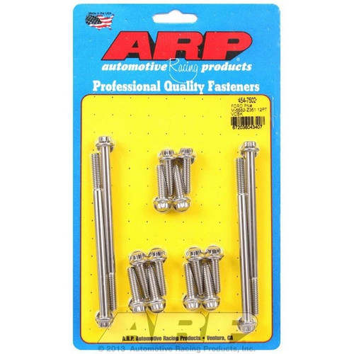 ARP 454-7502 BB Ford, Valve Cover Bolt Kit, 1.000/4.500 in. Long, 12-Point, Stainless Steel, Set of 16