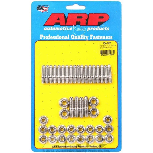 ARP 454-1901 SB Ford, Oil Pan Stud Kit, Standard Hex, Stainless Steel, Polished