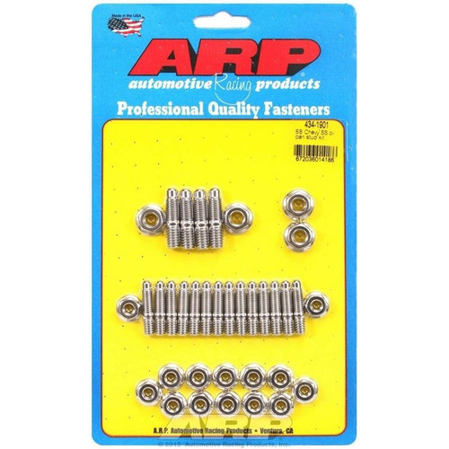 ARP 434-1901 SB Chevy, Oil Pan Stud Kit, Standard Hex, Stainless Steel, Polished