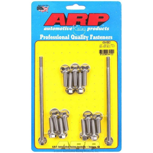 ARP 434-6901 LS, Oil Pan Bolt Kit, Hex Head, Stainless Steel, Polished
