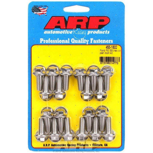 ARP 455-1802 Big Block Ford, Oil Pan Bolt Kit, Hex Head, Stainless Steel, Natural