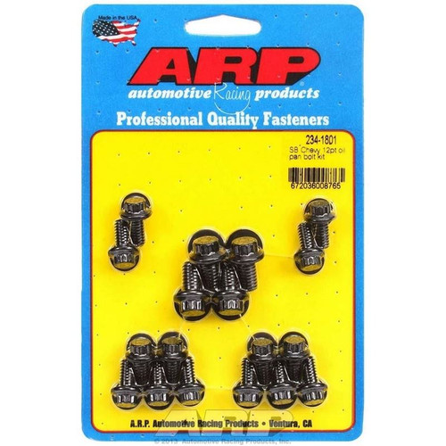 ARP 234-1801 SB Chevy, Oil Pan Bolt Kit, Flanged 12-Point, Steel, Black Oxide