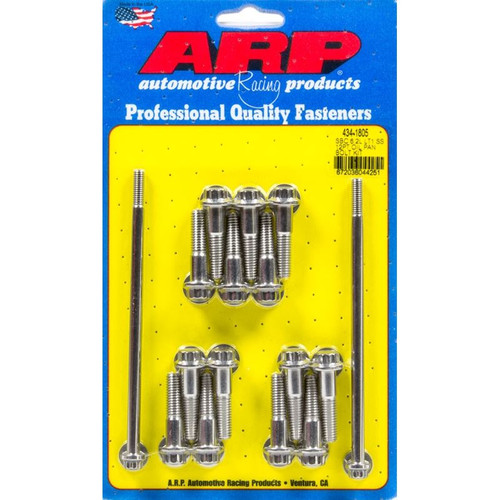 ARP 434-1805 SB Chevy, Oil Pan Bolt Kit, Flanged 12-Point, Stainless Steel, Polished