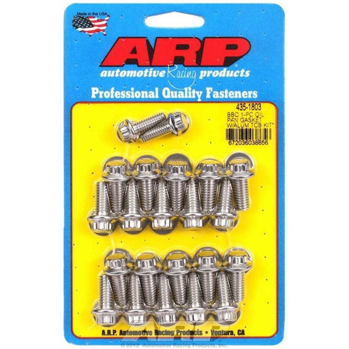 ARP 435-1803 BB Chevy, Oil Pan Bolt Kit, Flanged 12-Point, Stainless Steel, Polished