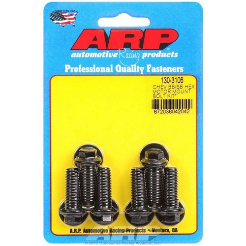 ARP 130-3106 BBC Motor Mount Bolts, Hex Head, Chromoly, Black Oxide, Kit