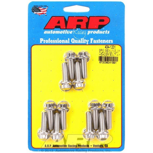 ARP 434-1201 LS, Header Bolts, M8 x 1.25 Thread, 0.984 in. Long, 12-Point, Set of 12