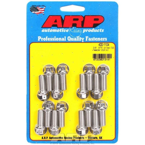 ARP 400-1104 BBC Header Bolts, 3/8-16 in. Thread, 0.875 in. Long, Stainless Steel