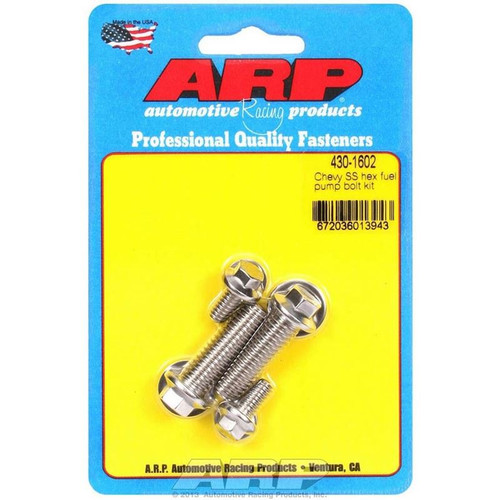 ARP 430-1602 BB Chevy, Fuel Pump Bolt Kit, Hex Head, Stainless Steel, Polished