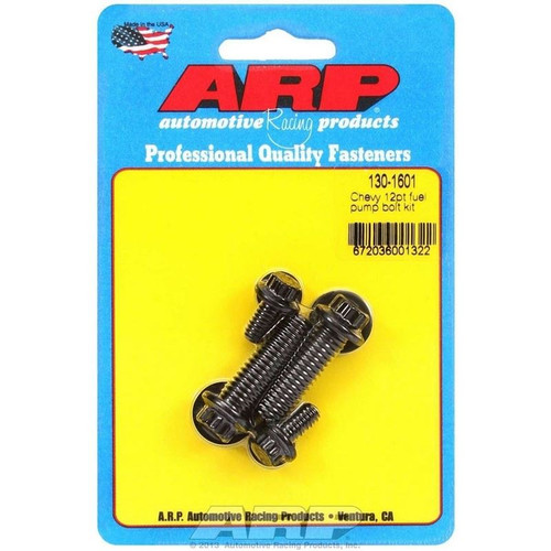 ARP 130-1601 BB Chevy, Fuel Pump Bolt Kit, 12-Point Head, Chromoly, Black Oxide