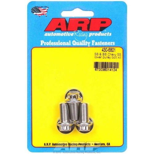 ARP 430-6801 BBC Crankshaft Pulley Bolts, 12-Point, Stainless Steel, Set of 3