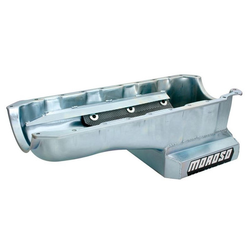 Moroso 20403 BB Chevy IV, Street/Strip Oil Pan, Rear Sump, 7 Quarts, Steel, Zinc