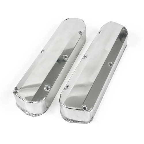 TSP JM8093-2P Ford Small Block Long Bolt Fabricated Aluminum Valve Covers w/o Breather Holes Polished