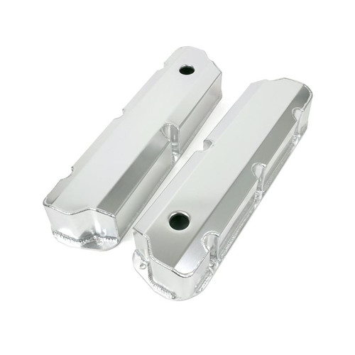 TSP JM8093-8CA Ford Small Block Short Bolt Fabricated Aluminum Valve Covers w/ Breather Holes Clear
