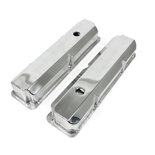 TSP JM8098-8P Ford Big Block FE Fabricated Aluminum Valve Covers w/ Breather Holes Polished
