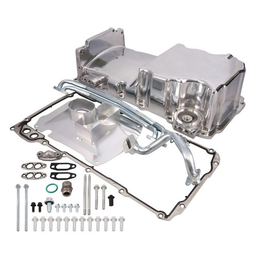 TSP 81076P Low-Profile LSX Aluminum Front Sump Oil Pan, Aluminum, Polished, Universal