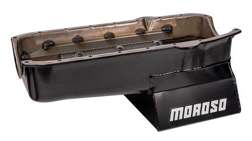 Moroso 20206 SBC Street/Strip Oil Pan, Rear Sump, 7 Quarts, Steel, Black Powdercoated, Each