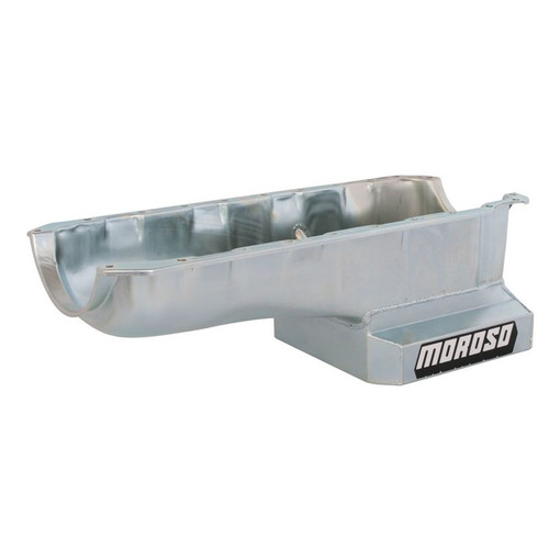 Moroso 20401 BB Chevy IV, Street/Strip Oil Pan, Rear Sump, 7 Quarts, Steel, Zinc