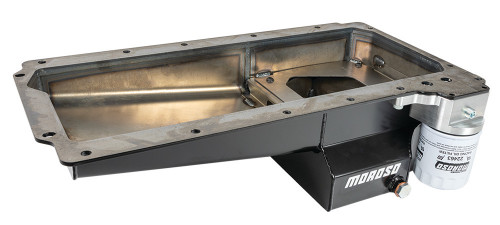 Moroso 20143 LS, Drag/Road Race Oil Pan, Rear Sump, 7 Quarts, Steel, Black Powdercoated, Each