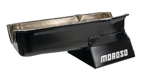 Moroso 20200 SBC Street/Strip Oil Pan, Rear Sump, 7 Quarts, Steel, Black Powdercoated, Each