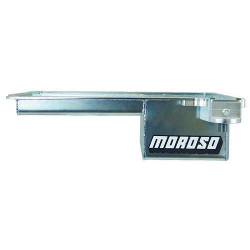 Moroso 20145 LS, Street/Strip Oil Pan, Rear Sump, 5 Quarts, Steel, Zinc