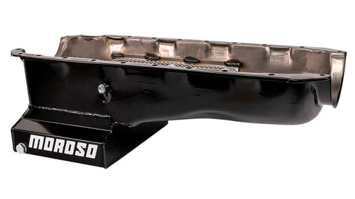 Moroso 20416 BB Chevy IV, Drag Race Pan, Rear Sump, 6 Quarts, Steel, Black Powdercoated, Each