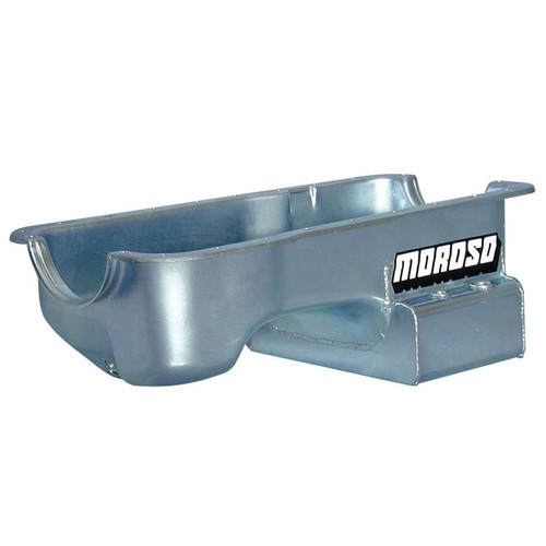 Moroso 20506 SB Ford, Street/Strip Oil Pan, Dual Sump, 7 Quarts, Steel, Zinc