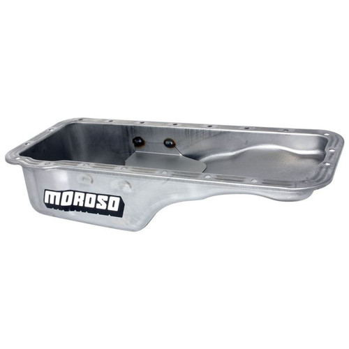 Moroso 20606 BB Ford, Street/Strip Oil Pan, Front Sump, 5 Quarts, Steel, Zinc