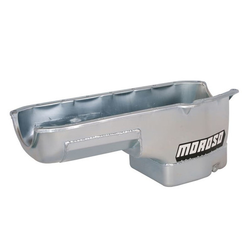 Moroso 20230 SBC Street/Strip Oil Pan, Rear Sump, 6 Quarts, Steel, Zinc