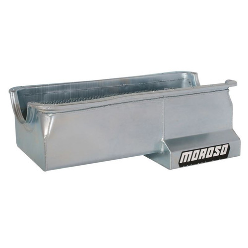 Moroso 20614 BB Ford, Drag Race Pan, Rear Sump, 7 Quarts, Steel, Zinc