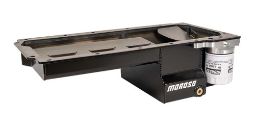 Moroso 20152 GM LS, Drag Race Pan, Rear Sump, 7 Quarts, Steel, Black Powdercoated, Each