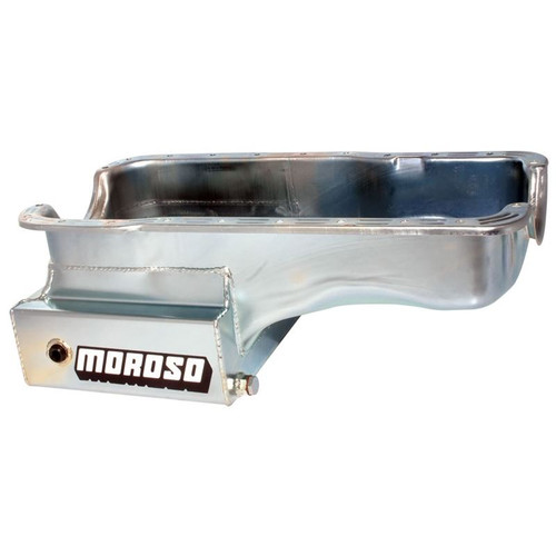 Moroso 20503 SB Ford, Street/Strip Oil Pan, Front Sump, 9 Quarts, Steel, Zinc