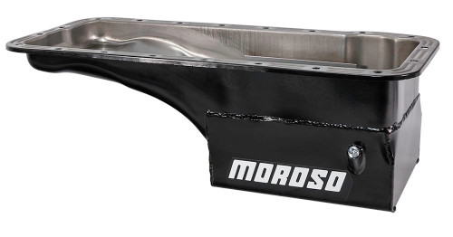 Moroso 20609 BB Ford, Street/Strip Oil Pan, Front Sump, 7 Quarts, Steel, Black Powdercoated, Each