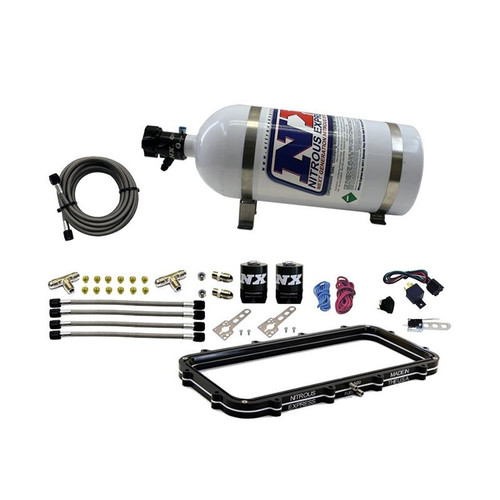 Nitrous Express 20940-10 Holley Hi-Ram Nitrous Oxide System, Plenum Plate, Wet, Single Stage, 10 lb Bottle