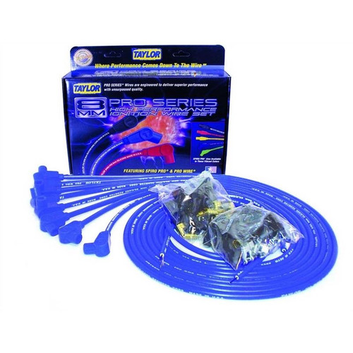 Taylor Cable 70651 V8 Pro Spark Plug Wires, Cut-to-fit, 8mm, Blue, 90 Degree