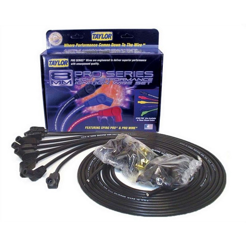 Taylor Cable 73053 V8 Spiro-Pro Spark Plug Wires, Cut-to-fit, 8mm, Black, 135 Degree