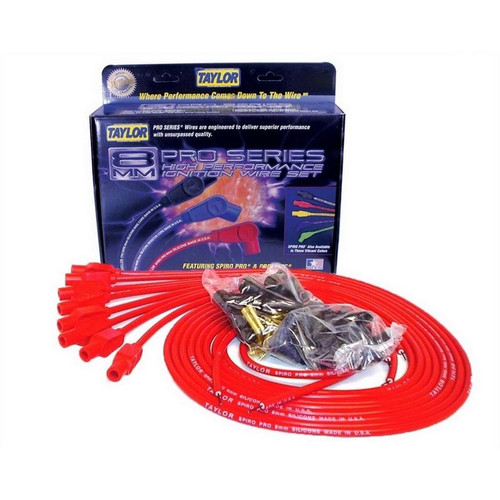 Taylor Cable 73255 V8 Spiro-Pro Spark Plug Wires, Cut-to-fit, 8mm, Red, 180 Degree