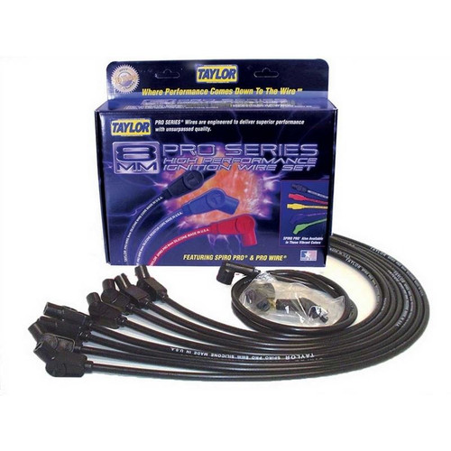 Taylor Cable 76031 BBC Spiro-Pro Spark Plug Wires, Race-fit, 8mm, Black, 135 Degree