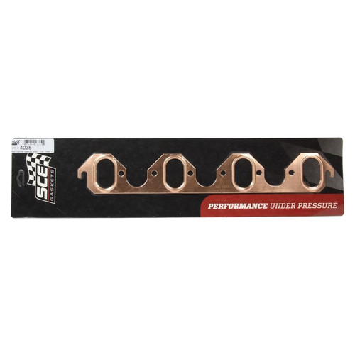 SCE Gaskets 4035 BB Ford, Pro Copper Exhaust Gaskets, 1.255 x 2.120 in. Port, Pair