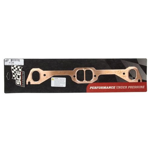 SCE Gaskets 4128 Pontiac V8, Pro Copper Exhaust Gaskets, 1.9 x 1.9 in. Port, Pair