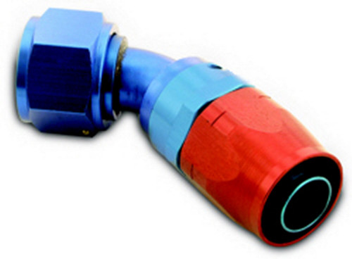 A-1 Products A1P04512 Fitting, Hose End, 200 Series, 45 Degree, 12 AN Hose to 12 AN Female, Aluminum, Blue / Red Anodized, Each