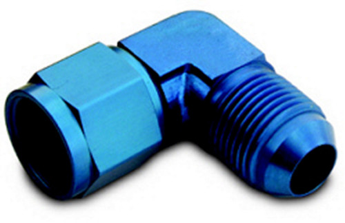 A-1 Products A1PCPL908 Fitting, Adapter, 90 Degree, 8 AN Male to 8 AN Female Swivel, Aluminum, Blue Anodized, Each