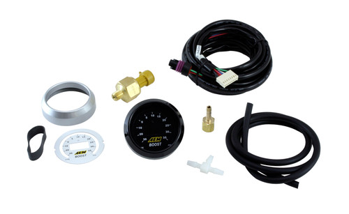 Aem Electronics 30-4406 Boost Gauge, -30-35 psi, Electric, Digital, 2-1/16 in Diameter, Black / White Face, Each