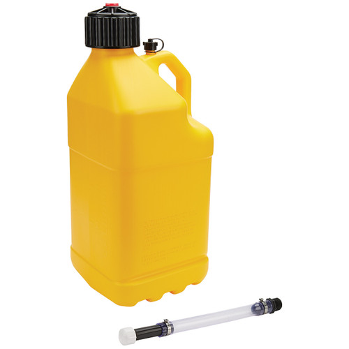 Allstar Performance ALL40123 Utility Jug, 5 gal, 9-1/2 x 9-1/2 x 22-3/4 in Tall, O-Ring Seal Cap, Screw-On Vent, Filler Hose, Square, Plastic, Yellow, Each