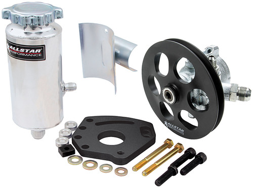 Allstar Performance ALL48240 Power Steering Pump, GM Type 2, 3 gpm, 1300 psi, Head Mount / Tank / V-Belt Pulley Included, Small Block Chevy, Kit